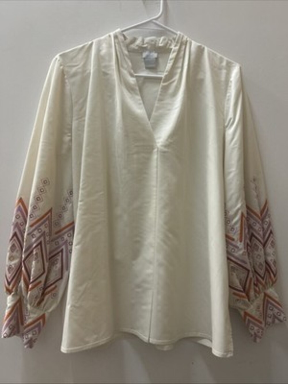 Chicos Women’s Embroidered Balloon Sleeve Top  Size 1 Boho Cream Color